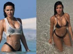 Instagram KONTRA rzeczywistość: Kim Kardashian pręży się W BIKINI na plaży (ZDJĘCIA)