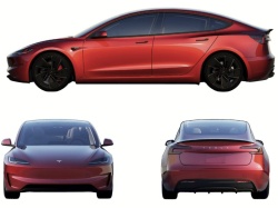 Tesla Model 3 Highland Performance ma europejską homologację. Bateria 79 kWh, w sumie 461 kW/627 KM mocy, zasięg 528 jedn. WLTP