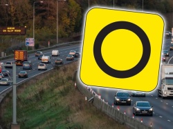 Czarny okrąg na żółtym kwadracie zmusi do zmiany trasy. Co to za znak?