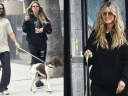 Naturalna Heidi Klum przemierza ulice Los Angeles w towarzystwie Toma Kaulitza i psów (ZDJĘCIA)