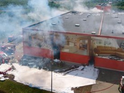 Pożar marketu w Krośnie 