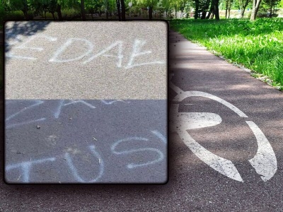 Groźby śmierci do Tuska i Bodnara. Szokujące napisy na ścieżce rowerowej