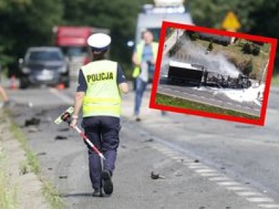 Tir i osobówka w ogniu. Tragiczny wypadek