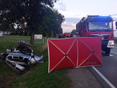 Śmierć w Gołoszycach. Auto uderzyło w drzewo