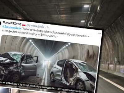 Wypadek w Świnoujściu. Samochody zderzyły się czołowo. Zamknięto kluczowy tunel