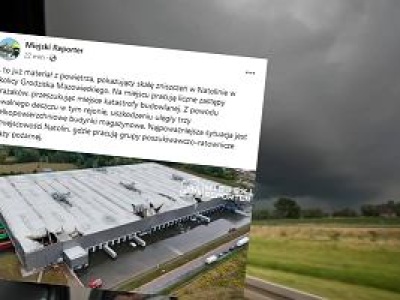 Skutki nawałnicy na Mazowszu. Zniszczone dachy w trzech halach, wstrzymane loty, setki interwencji