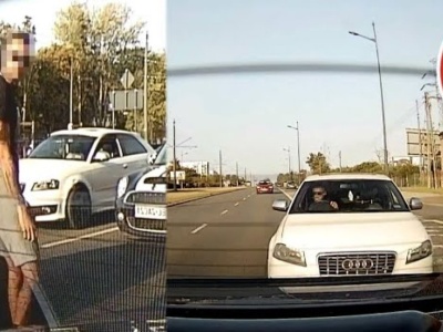 Kierowca Audi A3 atakuje innego kierowcę na środku drogi [WIDEO]