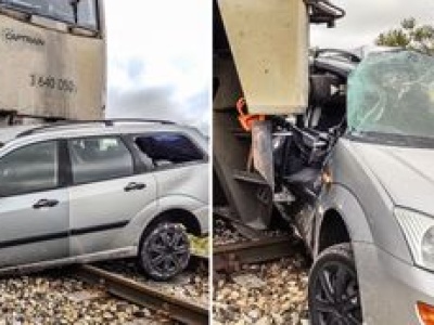 Auto zgasło mu na torach. Po chwili uderzył w nie pociąg