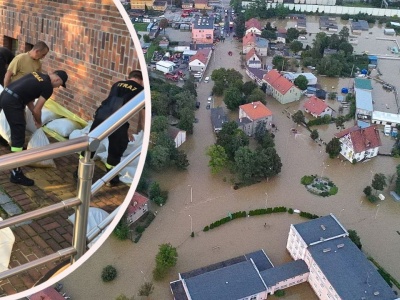 Mieszkańcy walczą z falą powodziową, na miejscu wojsko. 