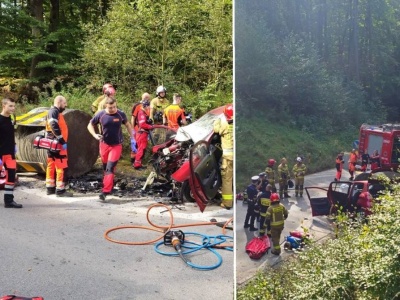 Tragiczny wypadek na Pomorzu. Samochód małżeństwa wjechał w betonowy krąg