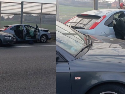 Pożar samochodu i wypadek. Policja apeluje do kierowców