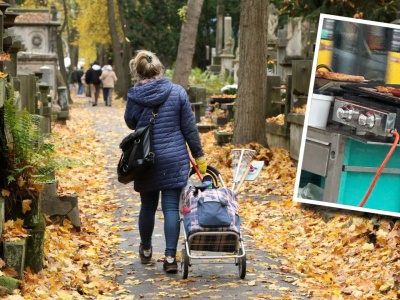 Kuriozalne sceny przed cmentarzem. Gdy zobaczył stoisko, nie mógł uwierzyć własnym oczom