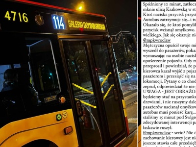 Afera w autobusie MPK Wrocław. Obrażony kierowca nie chciał ruszyć