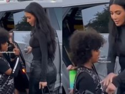 Syn Kim Kardashian pozdrawia paparazzi... ŚRODKOWYM PALCEM. Niemiło?