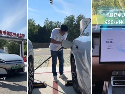 Krzywa ładowania BYD-a Han L [wykres]. Dwie ładowarki tylko na chwilę rozpędziły go do 400+ kW, 1 MW nie było [wideo]