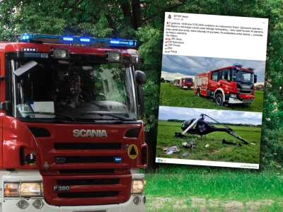 Helikopter runął na pole. „W zdarzeniu brały udział 2 osoby”