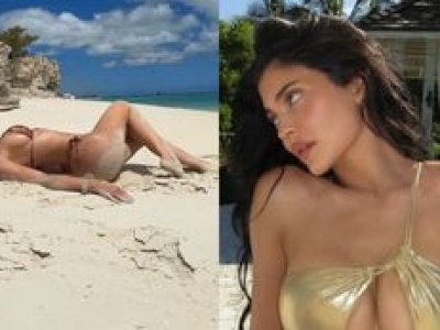 Wyrzucona na brzeg Kylie Jenner wypina pośladki umorusane piaskiem