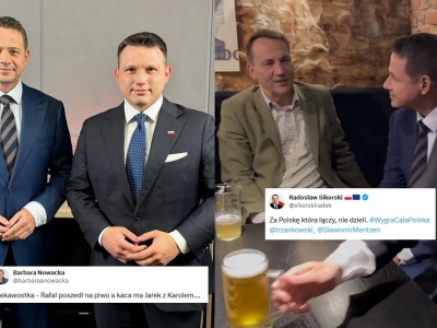 Trzaskowski po rozmowie z Mentzenem wybrali się wspólnie z Sikorskim na piwko