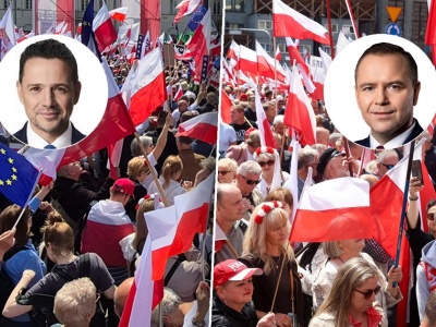 Bitwa na marsze. W tłumie zwolenników Trzaskowskiego pojawił się zaskakujący gość. Nawrocki ma opóźnienie
