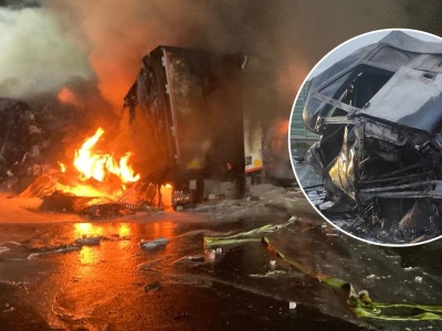 Groźny wypadek na A1 w Zwierzynku. Dwa tiry w płomieniach