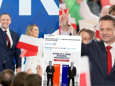 Exit poll: Rafał Trzaskowski z przewagą nad Karolem Nawrockim w II turze wyborów prezydenckich