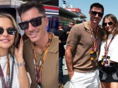 Anna Lewandowska w mini wtula się w Roberta na wyścigach Formuły 1