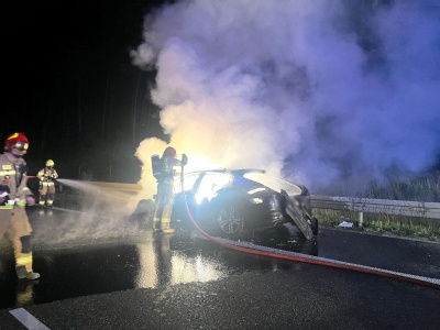  Pożar samochodu osobowego na trasie S8