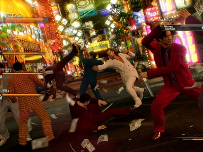 Yakuza 0 Director's Cut na przedpremierowej reklamie. Ikony gry zapraszają do wspólnej rozwałki