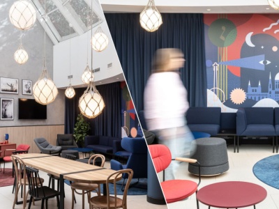 Polacy stoją ze wnętrzami hotelu ibis w Budapeszcie