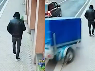 Przyczepa odłączyła się od auta i uderzyła w przechodnia. Dramat na chodniku