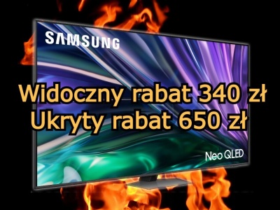 Samsung TV Mini LED z rabatem 340 zł. A w tej ukrytej promocji taniej o 650 zł