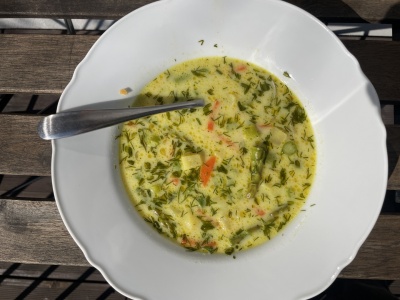 Dziś zupa ze szparagami, z dużą ilością koperku