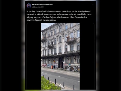 Katastrofa budowlana niedaleko Sejmu. Zawalił się strop kamienicy