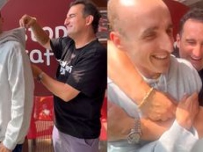 Robert Kubica i Misiek Koterski w duecie przed kamerą. 