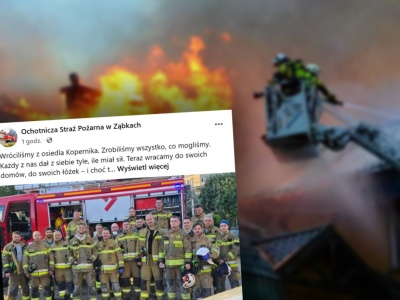 Uczestniczyli w akcji gaszenia pożaru bloku w Ząbkach. Poruszający wpis strażaków