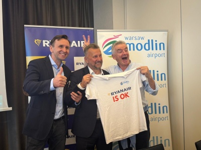 400 mln dolarów inwestycji Ryanaira w Modlin. Cel: ponad 5 mln pasażerów rocznie do 2030 r.