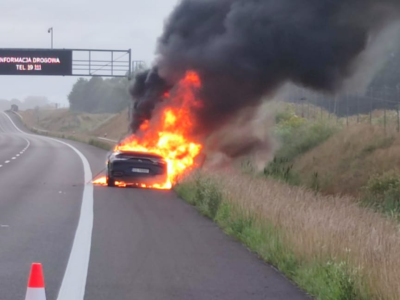 Pożar samochodu na S6