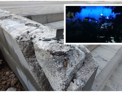 Samochód zawisł na barierkach przy TBS-ie. Kierowca kompletnie pijany [FOTO/VIDEO]