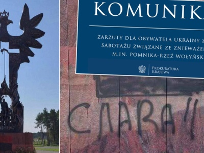 Dewastacja pomnika ofiar Rzezi Wołyńskiej. Młody Ukrainiec w rękach ABW