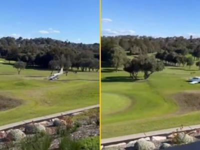 Golfiści byli w szoku. Nagle na polu rozbił się samolot WIDEO