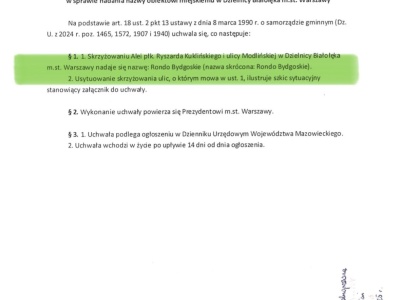 Jarosław Wenderlich: W czwartek warszawscy radni zajmą się sprawą bydgoskiej ulicy - w stolicy