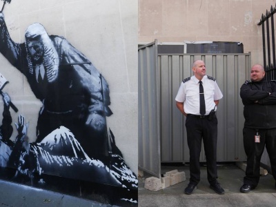 Banksy upomniał się o los protestujących. Jego dzieło zostało ocenzurowane