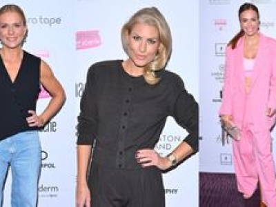 Znane twarze pozują na ściance z okazji różowego października: Aneta Zając, Aleksandra Kisio, Anna Wendzikowska