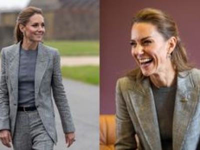Księżna Kate odwiedziła bazę lotniczą. 43-latka zachwyciła w dopasowanym garniturze w kratę