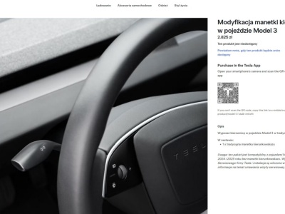 Tesla oficjalnie z dużą baterią LG5M i dźwignią kierunkowskazów. W sklepie dźwignia też była za 2 825 zł – wyprzedała się momentalnie
