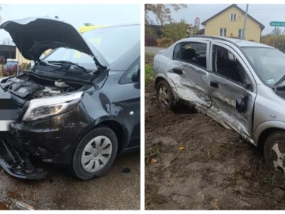 Zderzenie dwóch aut w Czarnowie-Bikach. Jedna osoba trafiła do szpitala