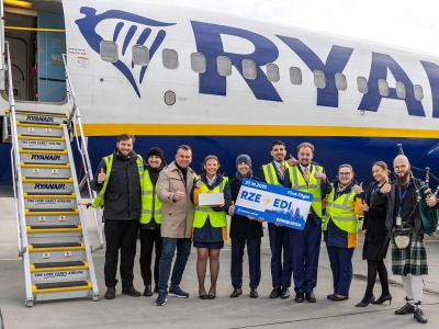 W poniedziałek wystartował pierwszy samolot Ryanair z Rzeszowa do Edynburga w Szkocji
