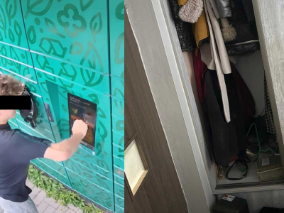 Zniszczył automat z paczkami, schował się przed policjantami w szafie