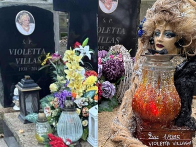 Kłótnie o znicz z głową i długim warkoczem na grobie Violetty Villas. 
