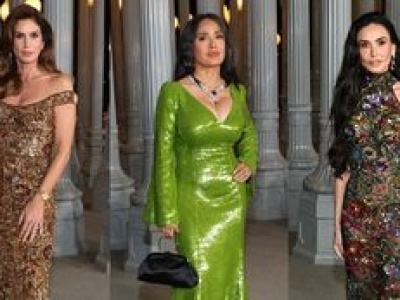 Gwiazdy meldują się na gali LACMA: Salma Hayek w zieleni, posągowe Demi Moore i Cindy Crawford (ZDJĘCIA)